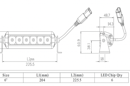 6" SINGLE ROW STRAIGHT LED WHITE LIGHT BAR